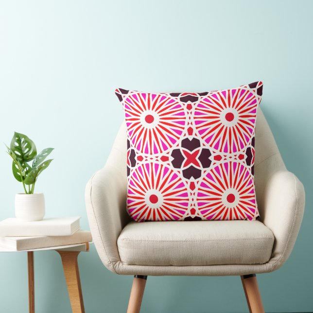 Mazipoodles Kaleidoscope Wheel P White Red Rosa Kudde (Stol)
