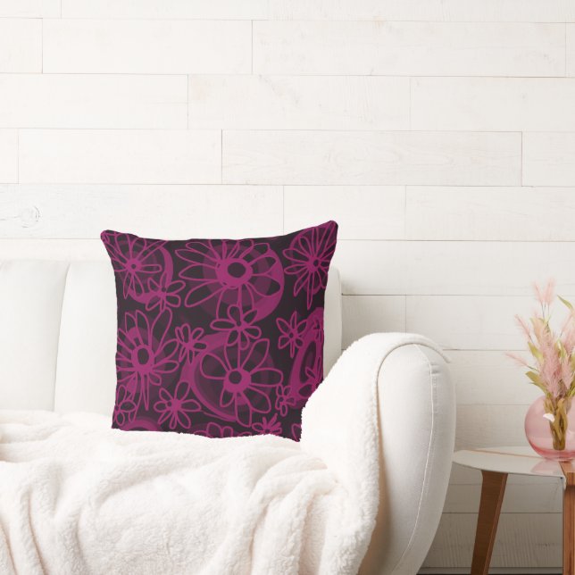 Mazipoodles Kärlek Flowers - Black Brown Kudde (Soffa)