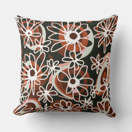 Mazipoodles Kärlek Flowers - Black Brown White Kudde