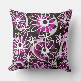 Mazipoodles Kärlek Flowers - Black Lila White Kudde