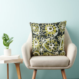 Mazipoodles Kärlek Flowers - Black Olive White Kudde