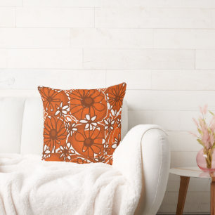 Mazipoodles Kärlek Flowers - Bruten Orange Brown Kudde