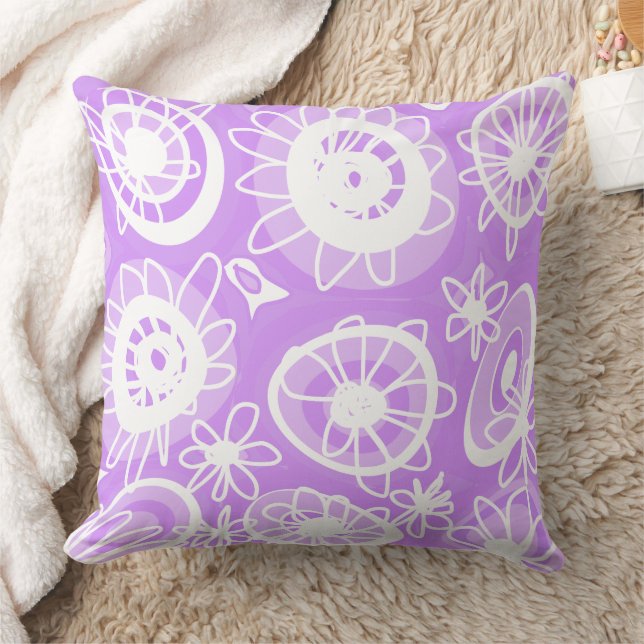Mazipoodles Kärlek Flowers - Lilac White Kudde (Filt)