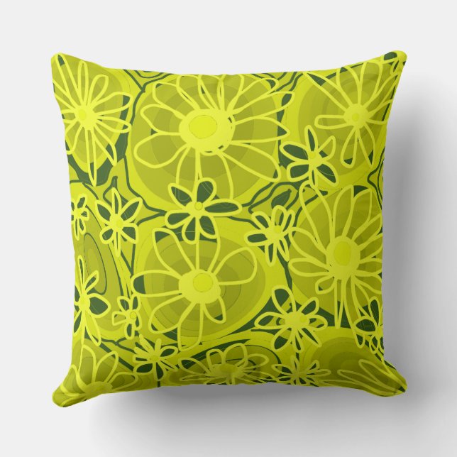 Mazipoodles Kärlek Flowers - Lime Green Kudde (Baksida)