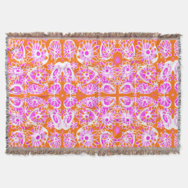 Mazipoodles Kärlek Flowers - Orange Rosa White Filt