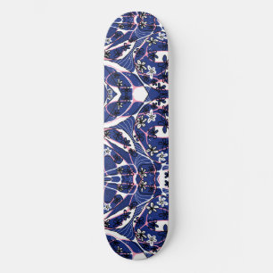 Mazipoodles Maximalist Blommigt Neuro Art Blue Ros Mini Skateboard Bräda 18,5 Cm