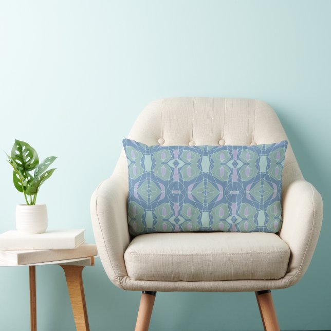 Mazipoodles Neuro Art - Dusty Mint Blue Lilac Lumbarkudde (Stol)