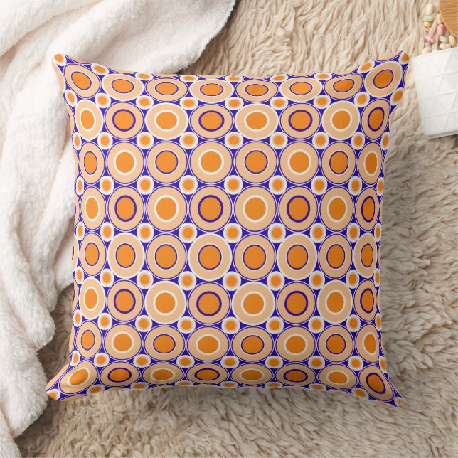 Mazipoodles Orange Indigo White Donuts Kudde (Filt)