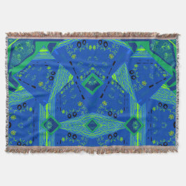 Mazipoodles Origami Chintz Blue Grönt Filt