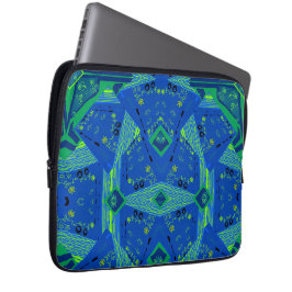 Mazipoodles Origami Chintz Blue Grönt Laptop Fodral