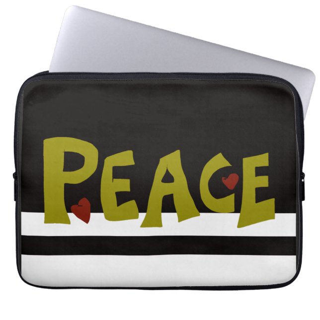 MAZIPOODLES Peace Olive Green Laptop Fodral (Framsidan)