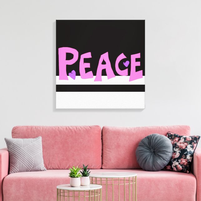 MAZIPOODLES Peace Pink Canvastryck (Insitu (Vardagsrum))