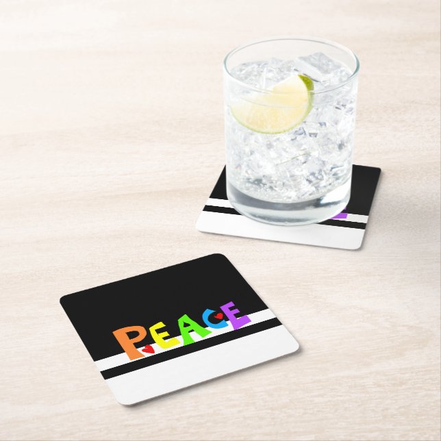 MAZIPOODLES Peace Rainbow Underlägg Papper Kvadrat (Insitu)