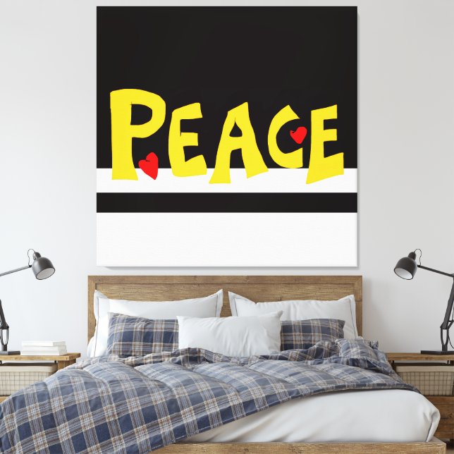 MAZIPOODLES Peace Yellow Canvastryck (Insitu (sovrum))