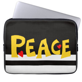 MAZIPOODLES Peace Yellow Laptop Fodral