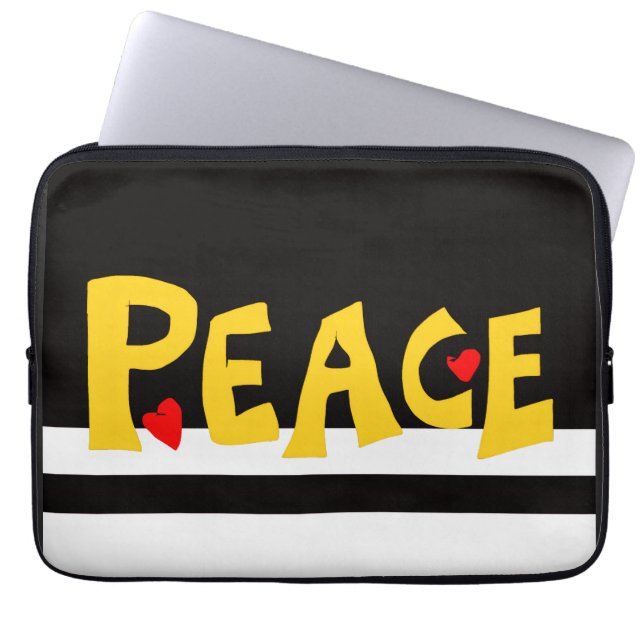 MAZIPOODLES Peace Yellow Laptop Fodral (Framsidan)