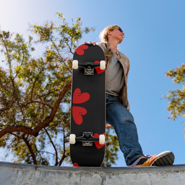 Mazipoodles Röda Hjärtan Mini Skateboard Bräda 18,5 Cm (Utomhus 1)
