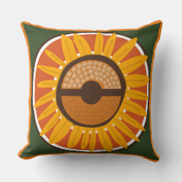 Mazipoodles Solros Sunshine: Orange Grönt Kudde