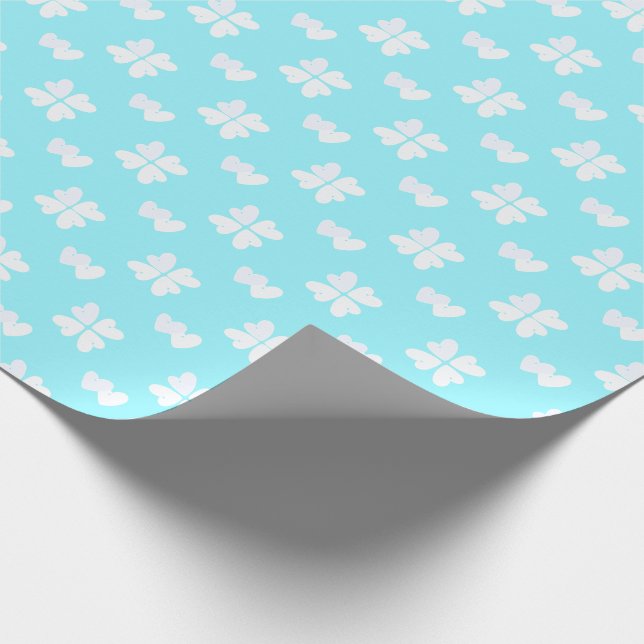 Mazipoodles White Hearts on Turquise Blue Presentpapper (Hörn)