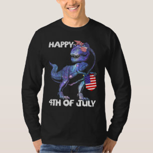Mb35 Lycklig 4 juli T-Rex Dinosaur Baby Småbarn Bo T Shirt