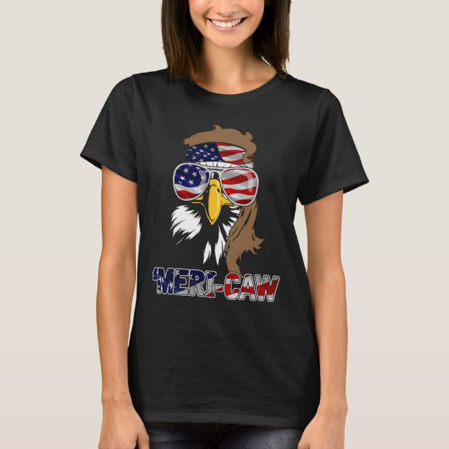 Mb35 Mullet Eagle meri-caw 4:e juli-oberoende T Shirt (Framsida)