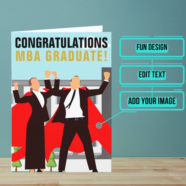 MBA Business Studenten Card Kort (The design features two MBA graduates ready to rule the world.)