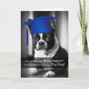 MBA Degree Student Cute Boston Terrier Hund Kort
