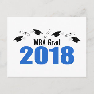 MBA Grad 2018 Postcard Inbjudan (blått kort) Vykort