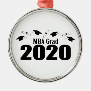 MBA Grad 2020 Caps and Diplomas (Black) Julgransprydnad Metall