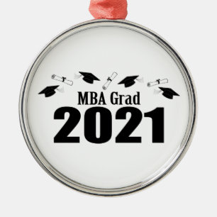 MBA Grad 2021 Caps and Diplomas (Black) Julgransprydnad Metall