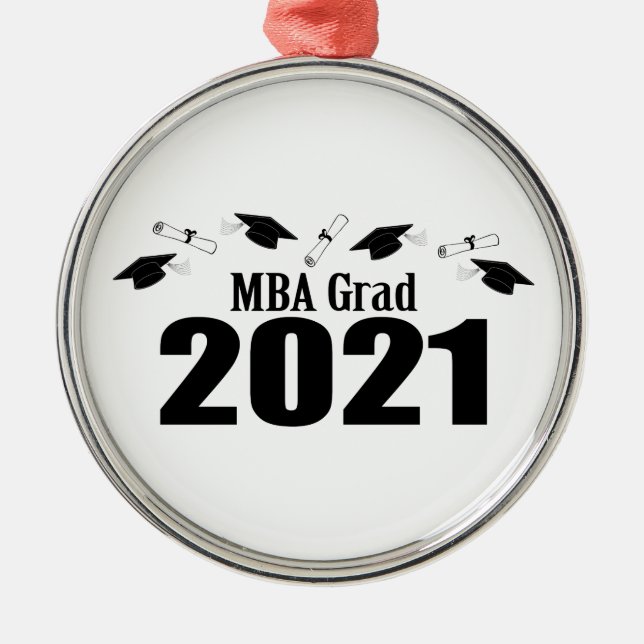 MBA Grad 2021 Caps and Diplomas (Black) Julgransprydnad Metall (Framsidan)