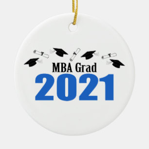 MBA Grad 2021 Caps and Diplomas (Blue) Julgransprydnad Keramik