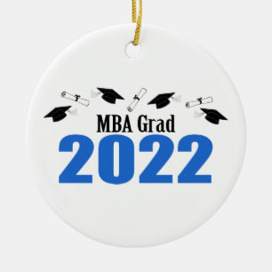 MBA Grad 2022 Caps and Diplomas (Blue) Julgransprydnad Keramik