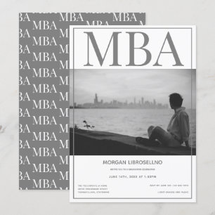 MBA grad Vit Grått Photo Studentfest Inbjudningar
