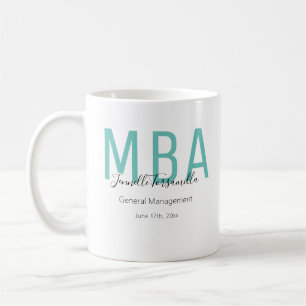 MBA Teal Black Date Namn Student grad Kaffemugg
