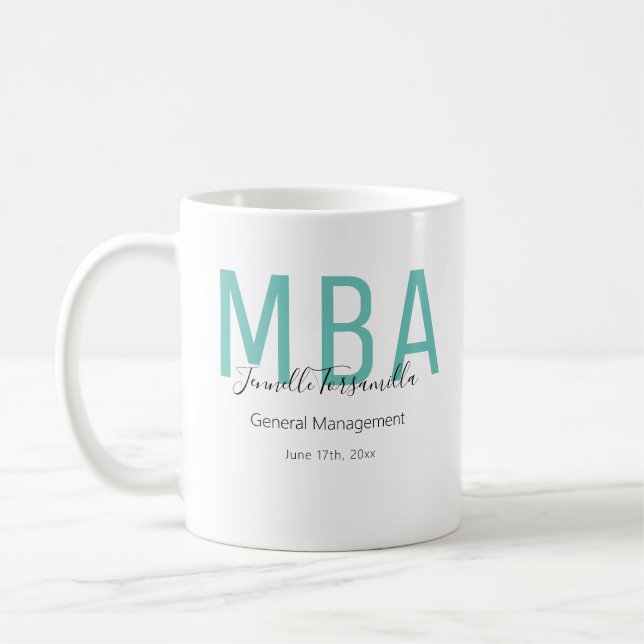 MBA Teal Black Date Namn Student grad Kaffemugg (Vänster)