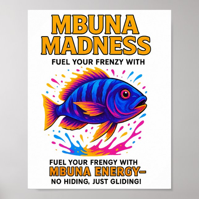 Mbuna Galenhet Poster - Neon Cichlid Wall Art (Framsidan)