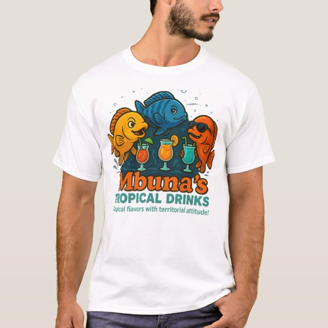 Mbunas Tropiska Drinks - Funny Summer Cichlid T Shirt (Framsida)