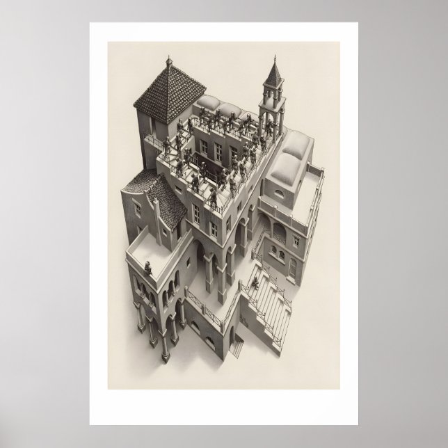 MC Escher Upp- och Nedgående Konsttryck Poster (Framsidan)