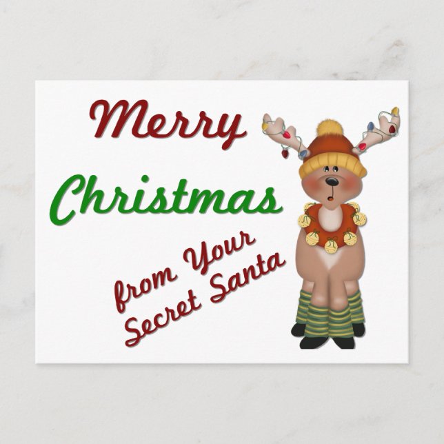 MC Reindeer Secret Santa - Helgdag Postcards Helg Vykort (Framsida)