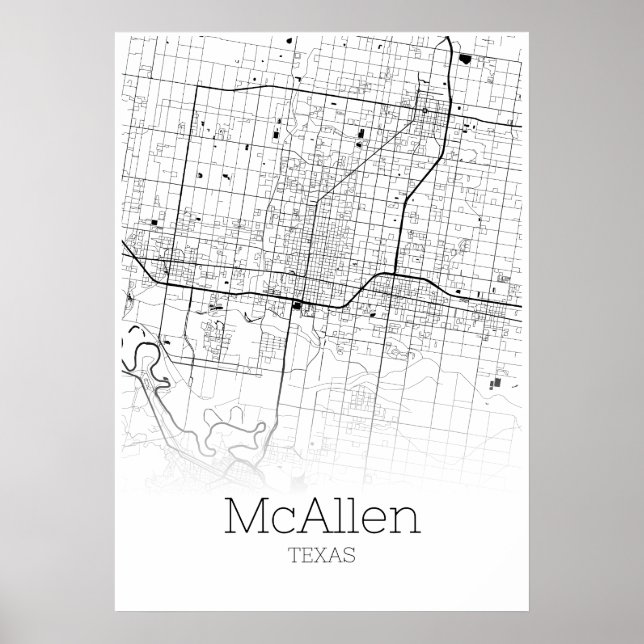 McAllen Karta - Texas - City Karta Poster (Framsidan)