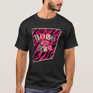 McBling Aesthetic Shock rosa and Black Zebra Kiss T Shirt