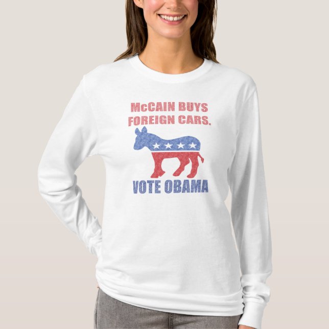 McCain Köper Utländska Bilar Röst På Obama T-Shirt (Framsida)
