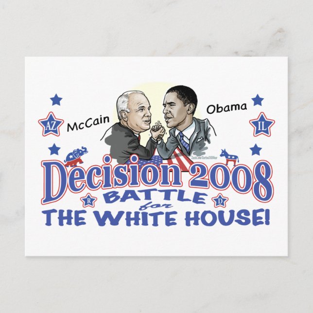 McCain mot Obama 2008 Vykort (Framsida)