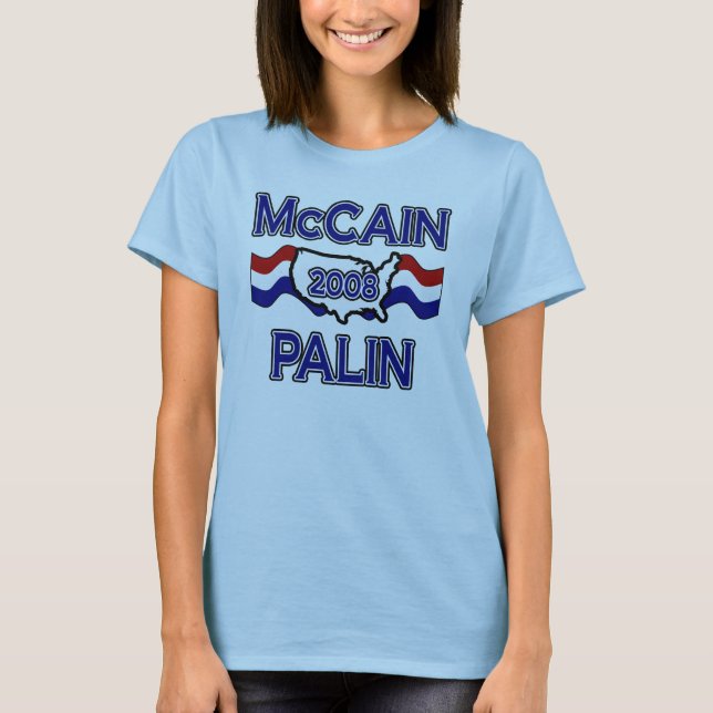 McCain Palin 2008 T-tröja Tee (Framsida)