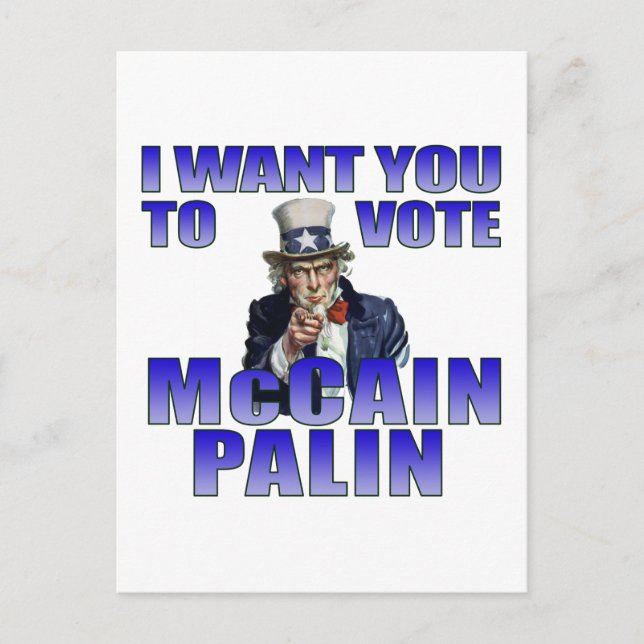 McCain Palin farbror Sam Vykort (Framsida)