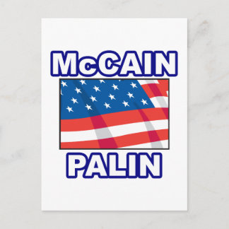 McCain Palin Flagga Vykort