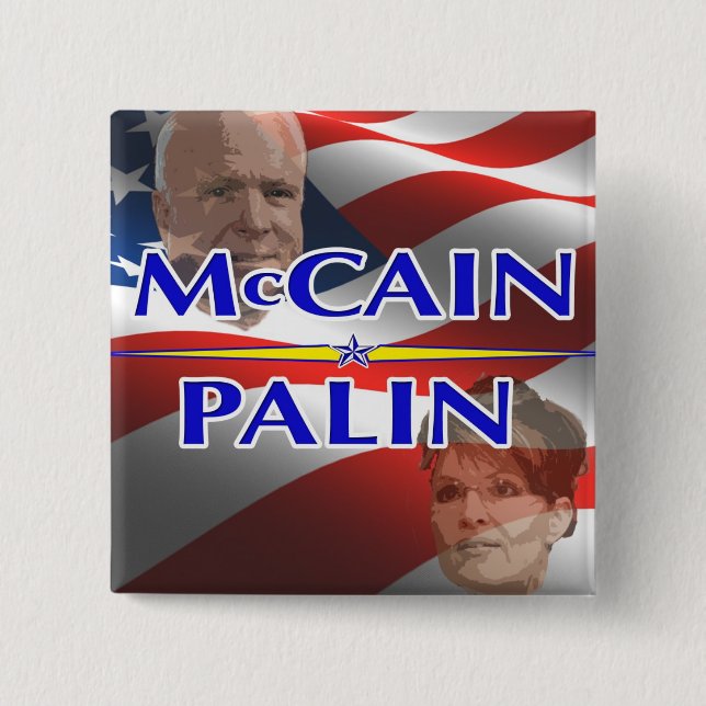Mccain Palin kvadrerar klämmer fast Knapp (Framsida)