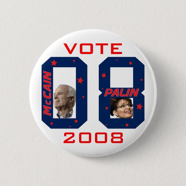 McCain Palin RÖSTAR 2008 Knapp (Framsida)
