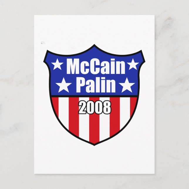 McCain Palin Shield Vykort (Framsida)
